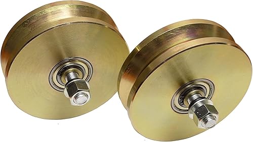 JM Steel 6' V Groove Wheel with Double Bearing Sliding Gate 5000 Pound Roller Slide, Screw, Bolt, Nut, Flat Washer and Tension Washer. 2 Units, 1 Pair. - Poueer