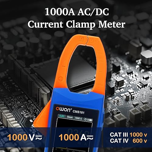 OWON Clamp Meter 1000A Smart AC/DC Clamp Meter with 1KHz Oscilloscope Record Function 3 in 1 Functions with 2.8-inch IPS LCD Display (CMS101) - Poueer