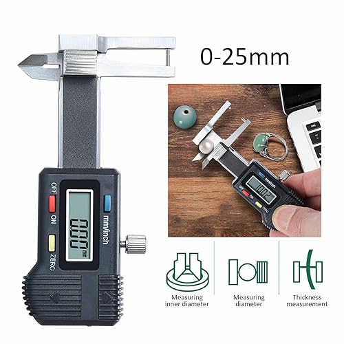 Electronic Digital Caliper, 1.5V Stainless Steel Micro Electronic Digital Display Triple Use Ruler Thickness Measuring Caliper Gauge, 0~25mm Measuring Range, 0.03mm Accuracy - Poueer