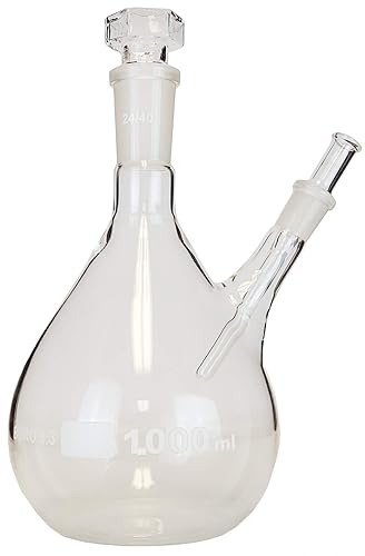 FLSK-24-40-1L Distillation Flask 1 Liter Capacity with Thermometer Holder, and 29/32 Ground Glass Stopper. - Poueer
