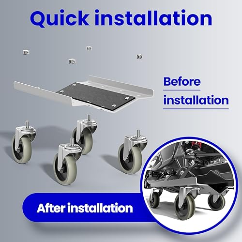 Snowmobile Dolly Sets Heavy Duty V-Slide with 3' PP/TPR Swivel Casters and Rubber Pad Protecting Skis 1500 lbs Capacity(Gray) - Poueer