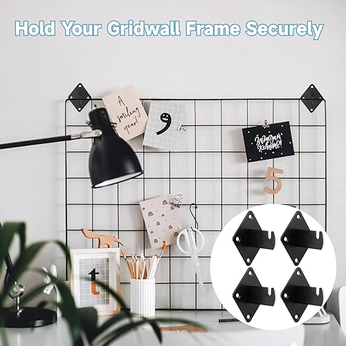 24 PCS Gridwall Mount Brackets, Metal Grid Panel Wall Mount Brackets, Black Wire Wall Grid Brackets for Display Wall Organization Clothing Store - Poueer