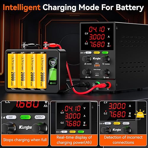 DC Power Supply Variable, 30V 10A Adjustable Switching Regulated DC Bench Power Supply with Intelligent Charging Mode, 18W USB Interface, Precision Encoder Knob (Black) - Poueer