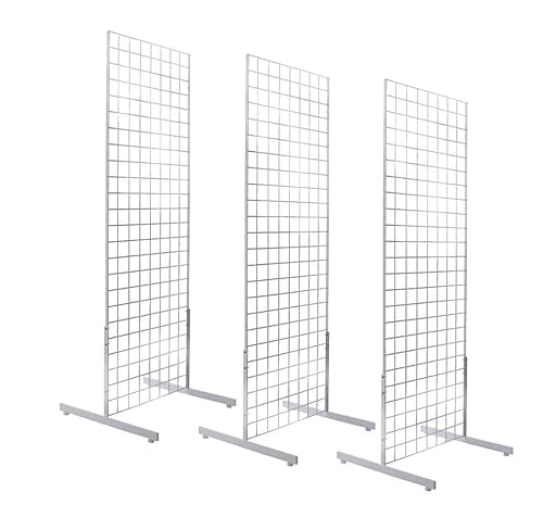 Only Hangers 2' x 6' Gridwall Panel Tower with T-Base Floorstanding Display Kit, 3-Pack White … - Poueer