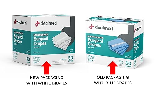 Dealmed Non-Fenestrated Sheets – 50 Count 3-Ply Poly-Lined Drape Sheets, Blue Material, Perfect for Hospitals, Medical Facilities, and Physicians’ Offices, 18' x 26' (Pack of 6) - Poueer