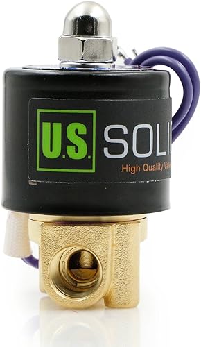 U.S. Solid 3/8' Electric Solenoid Valve 12-VDC, VITON Gasket, Air, Gas, Fuel Normally Closed - Poueer