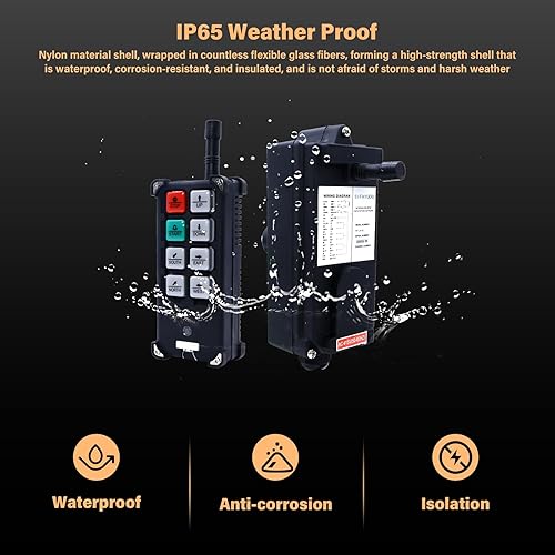 F21-E1B Crane Industrial Remote Control 8 Button Industrial Wireless Remote Control 2 Transmitters Radio Remote Control 12V-440V Hoist Lift Controller (2 Transmitter + 1 Receiver Orange) - Poueer