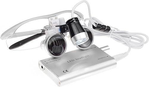 Bestlife 3.5x420mm Dental Medical Binocular Loupes with Head Light Lamp (Silver) - Poueer