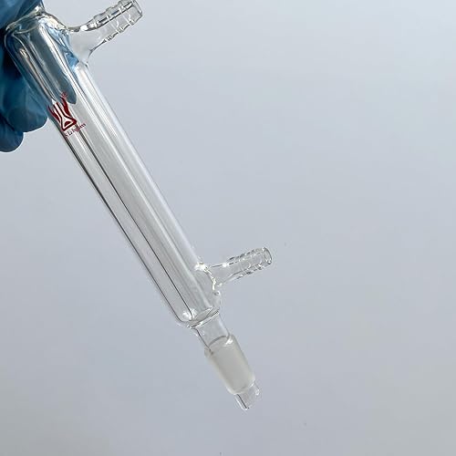 Liebig Condenser, Borosilicate Glass Liebig Condenser with 24/40 Joints, 400mm Jacket Length & 10mm Glass Hose Connection, Lab Glassware - Poueer