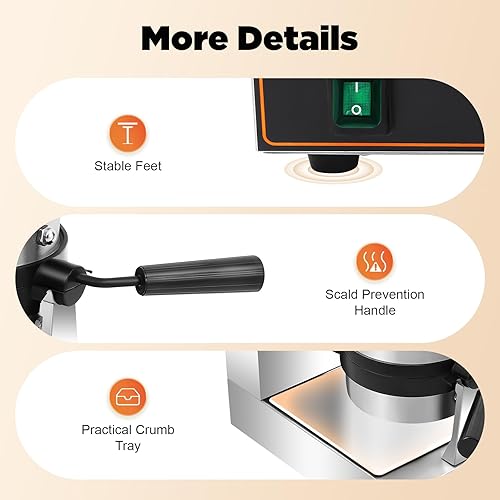 Commercial Electric Burger Maker Machine, 1.2KW Stainless Steel Press Baking Machine, Hamburger Waffle Maker Sandwich Press with Time & Temperature Control for Home Kitchens Breakfast Shops Schools - Poueer