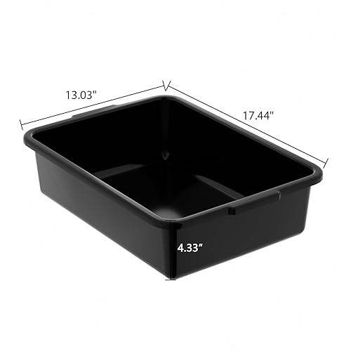 32 L Large Commercial Bus Box, 4-Pack Plastic Utility Bus Tub, Black - Poueer
