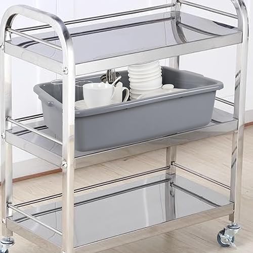 32 L Large Bus Tubs, Plastic Commercial Utility Bus Box, Gray, 4-Pack - Poueer