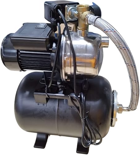 PS&W 1.5HP Shallow Well Pump with Pressure Tank, 1500GPH, 115V, Stainless Steel Irrigation Pump, Automatic Water Booster Jet Pump for Home, Garden, Lawn - Poueer