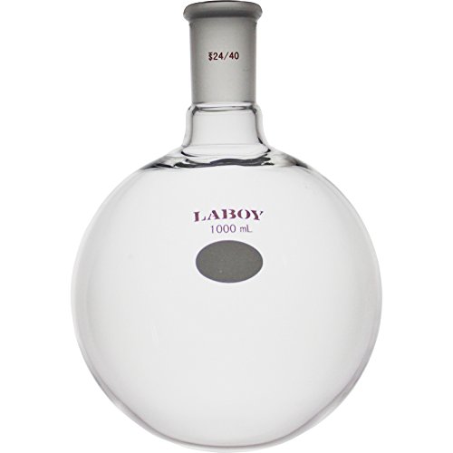 Laboy Glass 1000mL Single Neck Round Bottom Boiling Flask Heavy Wall with 24/40 Joint Heating Reaction Receiving Flask Organic Chemistry Lab Glassware - Poueer
