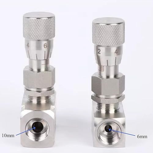 Needle valve 1/2' NPT, 10mm orifice, Micro flow control valve, Accurate dials, stainless steel, Regulating Valve, Instrument Gauge - Poueer