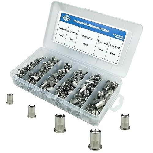 860 Pcs Metric Rivet Nuts Kit, M3 M4 M5 M6 M8 M10 M12, Rivnut Assortment Carbon Steel Zinc Plated Flat Head, Nutserts with Case - Poueer