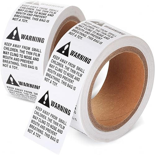 Shop4Mailers Warning Suffocation Labels, Keep Away from Small Children, for Shipping and Packing, 2' x 2' Rolls of 500 (12 Rolls/6000 Labels) - Poueer