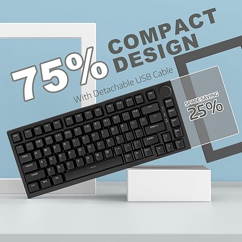 ATTACK SHARK X820ULTRA Wireless Gaming Mechanical Keyboard with TFT Smart Display&Knob,Side Printed PBT,Gasket Mounted 75% TKL Keyboard,BT5.0/2.4GHz/USB-C,RGB Backlit（White Contour,Shark Switch - Poueer