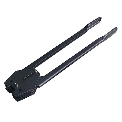 Strapping Sealer for Both Poly & Polyester Strap, Strength Saving Heavy Duty Manual Banding Tool for 1/2' - 3/4' Width Plastic Strap, 20' Long Handle (Black) - Poueer