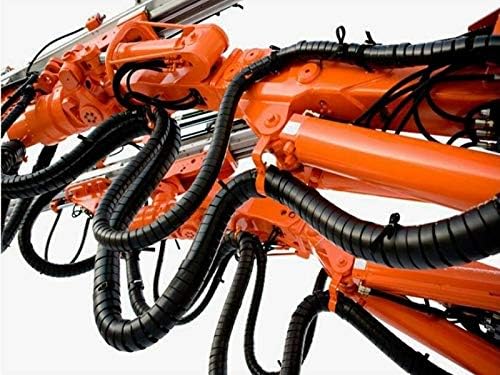 Kable Kontrol Cyclone Heavy Duty Hydraulic Hose Spiral wrap - 1/2' Diameter - Black - 165 feet Long | Abrasion Resistant | HDPE Construction | Protects Hose-Lines - Poueer