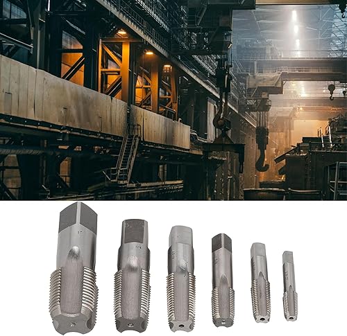 6Pcs Tap and Die Sets, 1 3/4 1/2 3/8 1/4 1/8 High Speed Steel NPT Pipe Tap Pipe Threader Drill Bits - Poueer
