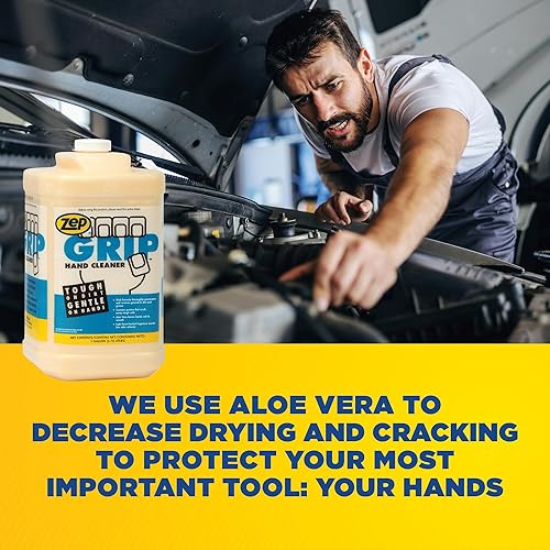 Zep Grip Industrial Pumice Hand Cleaner - 1 Gallon, (Case of 4) 308524 - Heavy Duty Degreaser. Contains Aloe Vera For Soft Smooth Finish - Poueer