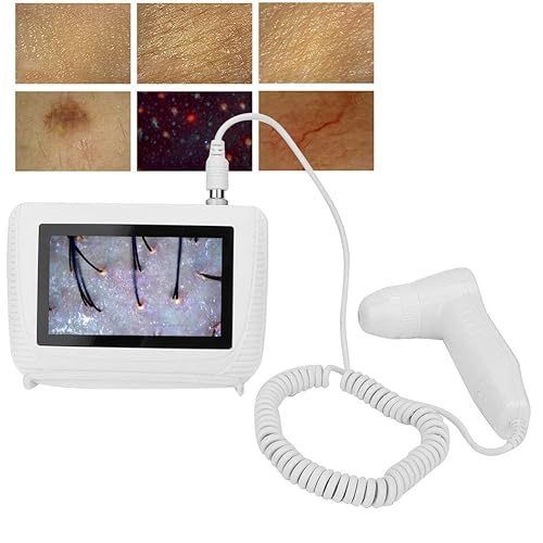 Skin Hair Analyzer, 5 Inch LCD Screen Digital Skin Diagnosis Scanner System Hair Analyzer Analysis Scanner Rechargeable Hair Analyser Machine Digital Skin Health Detection for Home Salon Use(US) - Poueer