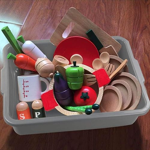 3-Pack 13 L Plastic Commercial Tote Box with Lid, Bus Tubs/Bus Box, Gray - Poueer
