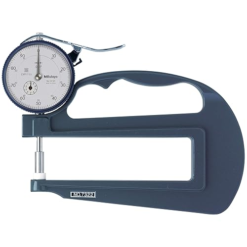 Mitutoyo 7322S Dial Thickness Gauge, Flat Anvil, Inch, 120mm Throat Depth, 0-1' Range, 0.001' Graduation, +/-0.002' Accuracy - Poueer