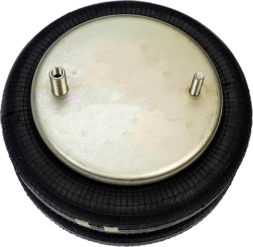 454-7555L Air Spring, Double Convoluted, 9' Top Plate Diameter, 9' Bottom Plate Diameter, Collapsed Height 3.54', Two Studs Top Plate, Two Studs Bottom Plate - Poueer