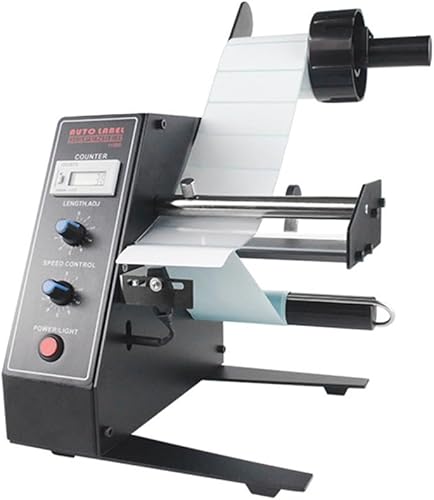 Automatic Label Dispenser, 110V Automatic Label Separator, Adjustable Speed Label Stripper, Electric Label Machine, Auto Counting 0-9999999, Label Width 4-140mm, 8.27”x7.87”x8.66”, Black - Poueer
