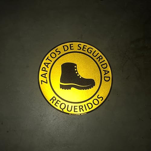 TRADESAFE Safety Glasses Required Anti-Slip Floor Sticker - Eye Protection Required Caution Sign, Peel and Stick Adhesive Vinyl Sign, ANSI-Compliant, 17” Diameter Round Sticker - Poueer