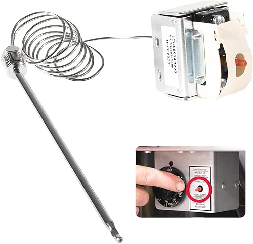 MCAMPAS PP10084 High Limit Switch Thermostat for Pitco Fryer.1/4' Thread Mpt Stuff Box, 450°F/232°C Hi Limit Safety - Poueer