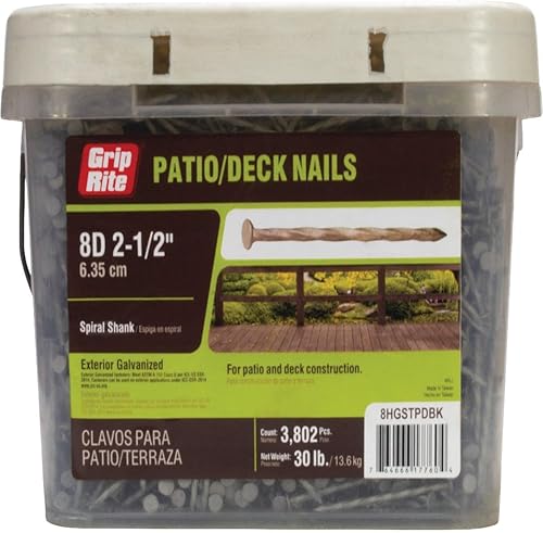 Grip-Rite 8d x 2-1/2 In. 11 ga Hot Galvanized Siding and Deck Nails (3802 Ct, 30 Lb.) - 1 Each - Poueer