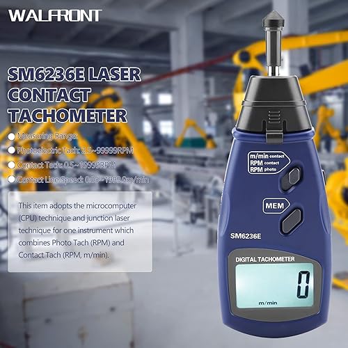 Digital Tachometer DT6236E /Non- Photo Tachometer 5 Digits 18 mm RPM Tach LCD Rotation Meter Gauge Tester - Poueer