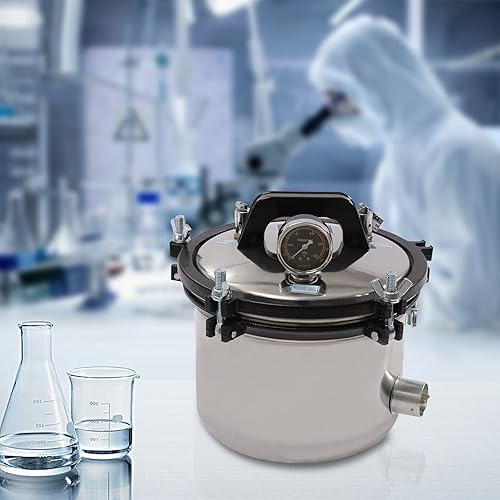 Portable Steam Autoclave Ster𝒊l𝒊zer, 8L/2.11Gal 1.2KW 110V 264.2℉ Stainless Steel High Pressure Steam Cleaning Machine Desktop Ster𝒊l𝒊zer Equipment for Laboratory and Home Use - Poueer