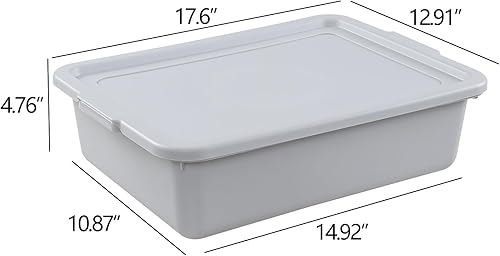 3-Pack 13 L Commercial Bus Tub Box, Plastic Restaurant Bus Tubs with Lids, Grey - Poueer