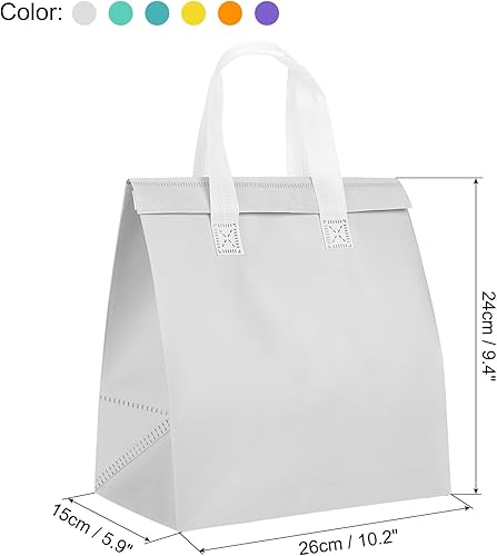 PATIKIL Insulated Take Away Bags, 30 Pcs Insulation Cooler Bag Grocery Thermal Bags 9.4 x 5.9 x 10.2 Inch for Hot Cold Frozen Food Transport, Multi-Color - Poueer