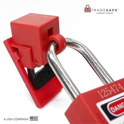 TRADESAFE Circuit Breaker Lockout Device, 10 Pack, 120/277 Volt, Clamp-on Single Pole Breaker Lock Out Device, OSHA Compliant, Premium Grade, Medium - Poueer