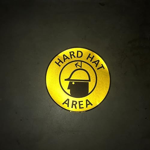 TRADESAFE Safety Glasses Required Anti-Slip Floor Sticker - Eye Protection Required Caution Sign, Peel and Stick Adhesive Vinyl Sign, ANSI-Compliant, 17” Diameter Round Sticker - Poueer