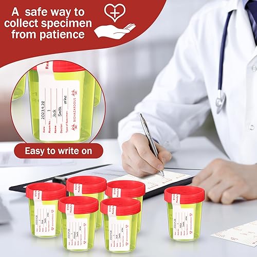 200 Pcs 200 Pcs Urine Specimen Cups with Lids and Evident Seal Urine Sample Cups Collection Cup Disposable for Collection and Testing (Blue Lids) - Poueer