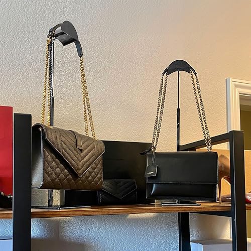 Royxen 3 Pack Handbag Rack Stainless Steel with Adjustable Height, Purse Display Stand, Black - Poueer