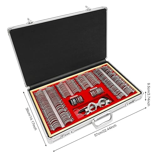 266Pcs Optometry Rim Case Kit, Precise Optical Trial Lens Set Metal Rim Optometry Box Kit with Optometry Test Trial Frame, Professional Eye Protection Accessories Set, 22.4 * 14.2 * 3.7Inch - Poueer