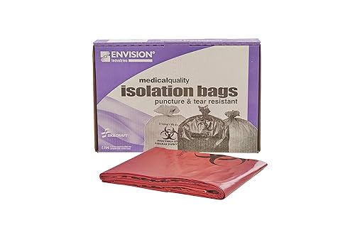 Stout by Envision Medical Waste Bags, 40-45 Gal, 45'x49', Red, 1.2 Mil, 100 ct. Extra Heavy, Made in America by People Who are Blind or Visually Impaired - Poueer