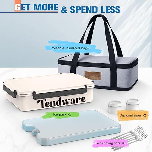 Chilled Divided Serving Tray Snackle Box Container with Ice Pack Bonus Insulated Bag 2 Dip Containers Summer Beach Essentials for Charcuterie Snack Road Trip Picnic Family Party Keep Food Fresh - Poueer