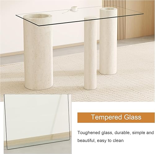 Clear Tempered Glass Tabletop 24x48 Inch with High-Temperature and Scratch Resistance, Easy to Clean, Suitable for Various Occasions - Poueer