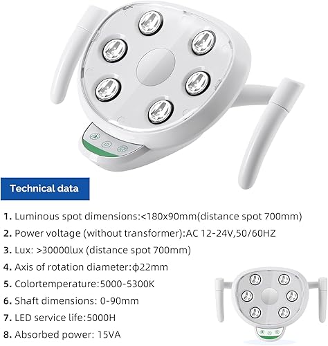 Coxo Dental LED Light, 12mm Diameter Shadow, 6 Pcs LED Light, Double Control System, #CX249-23,Sold by JMU - Poueer