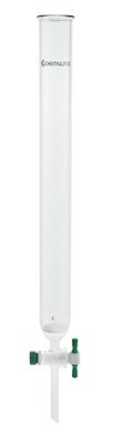 CG-1187-20 Series CG-1187 Chromatography Column with 2 mm PTFE Stopcock and Coarse Fritted Disc, 2.00' ID, 18' Length - Poueer