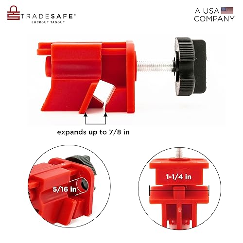 TRADESAFE Circuit Breaker Lockout Device, 10 Pack, 120/277 Volt, Clamp-on Single Pole Breaker Lock Out Device, OSHA Compliant, Premium Grade, Medium - Poueer