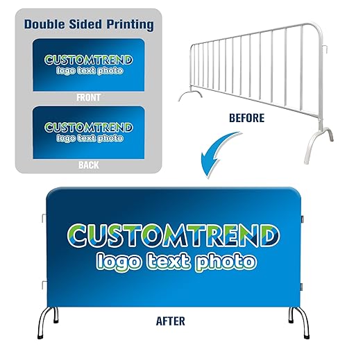 Custom Printed Crowd Barrier Cover with Logo Text, Personalized Crowd Control Barricade Jacket Cover for Event Setups Trade Shows Concerts Festivals Sporting Events - Poueer